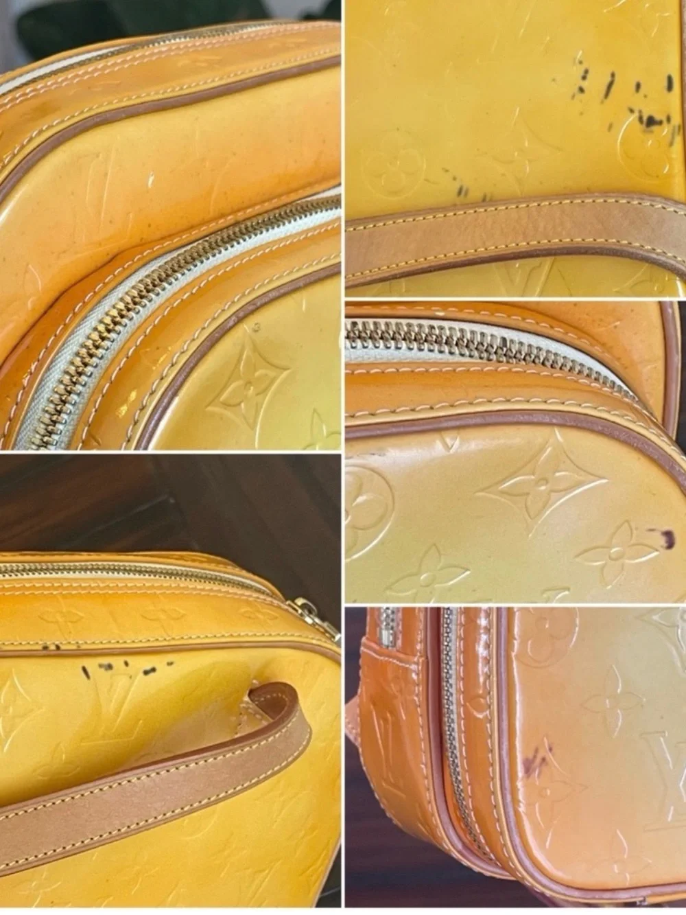 Louis Vuitton Vernis Ombre Yellow to Orange Cosmetic Pouch